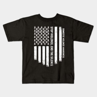 Domestic Violence Awareness USA American Flag Kids T-Shirt